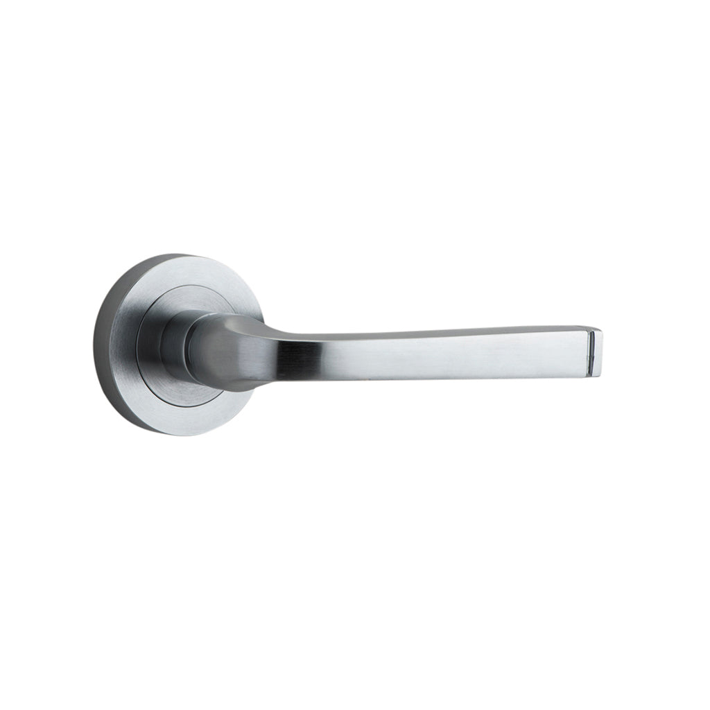 Annecy Lever - Round Rose Brushed Chrome / Passage / Lever Set Only