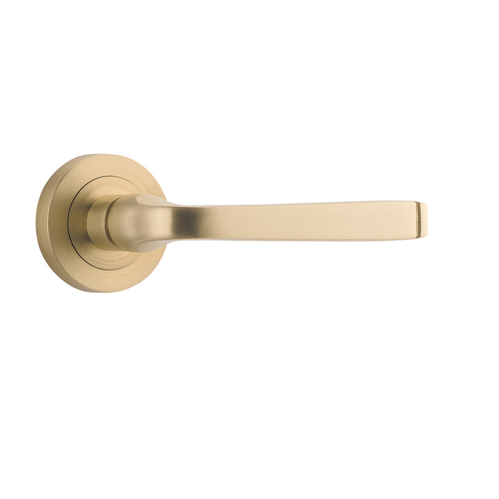 Annecy Lever - Round Rose Brushed Brass / Passage / Lever Set Only