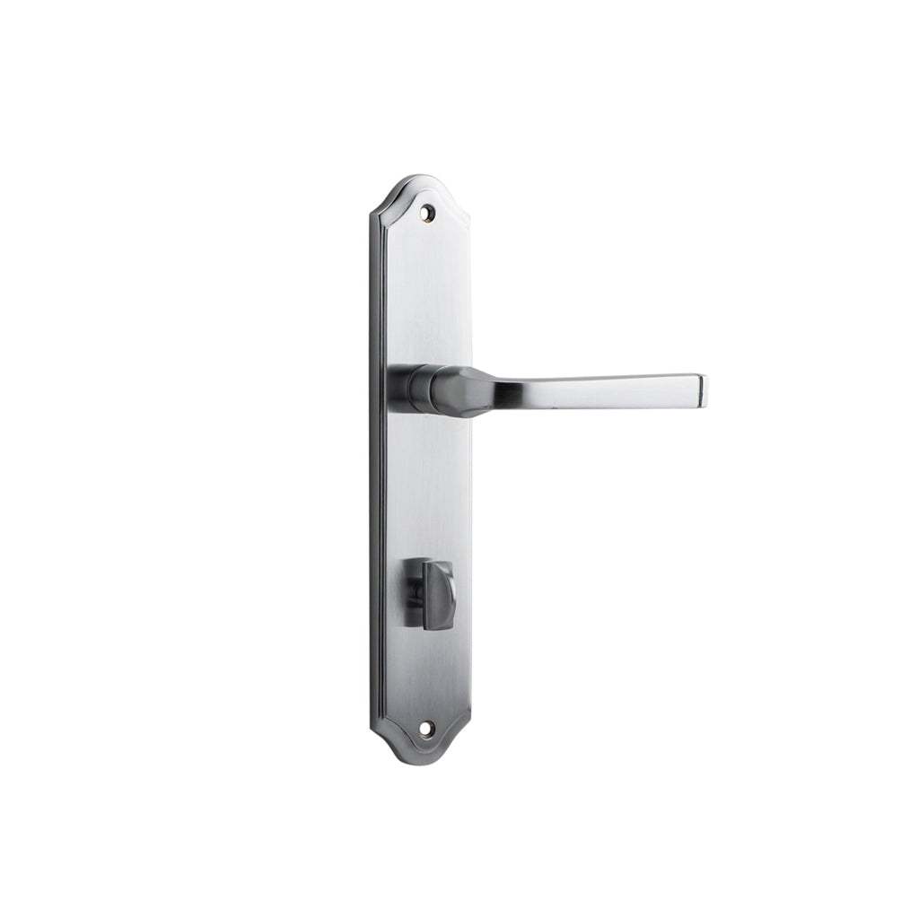 Annecy Lever - Shouldered Backplate Brushed Chrome / Privacy / Lever Set Only