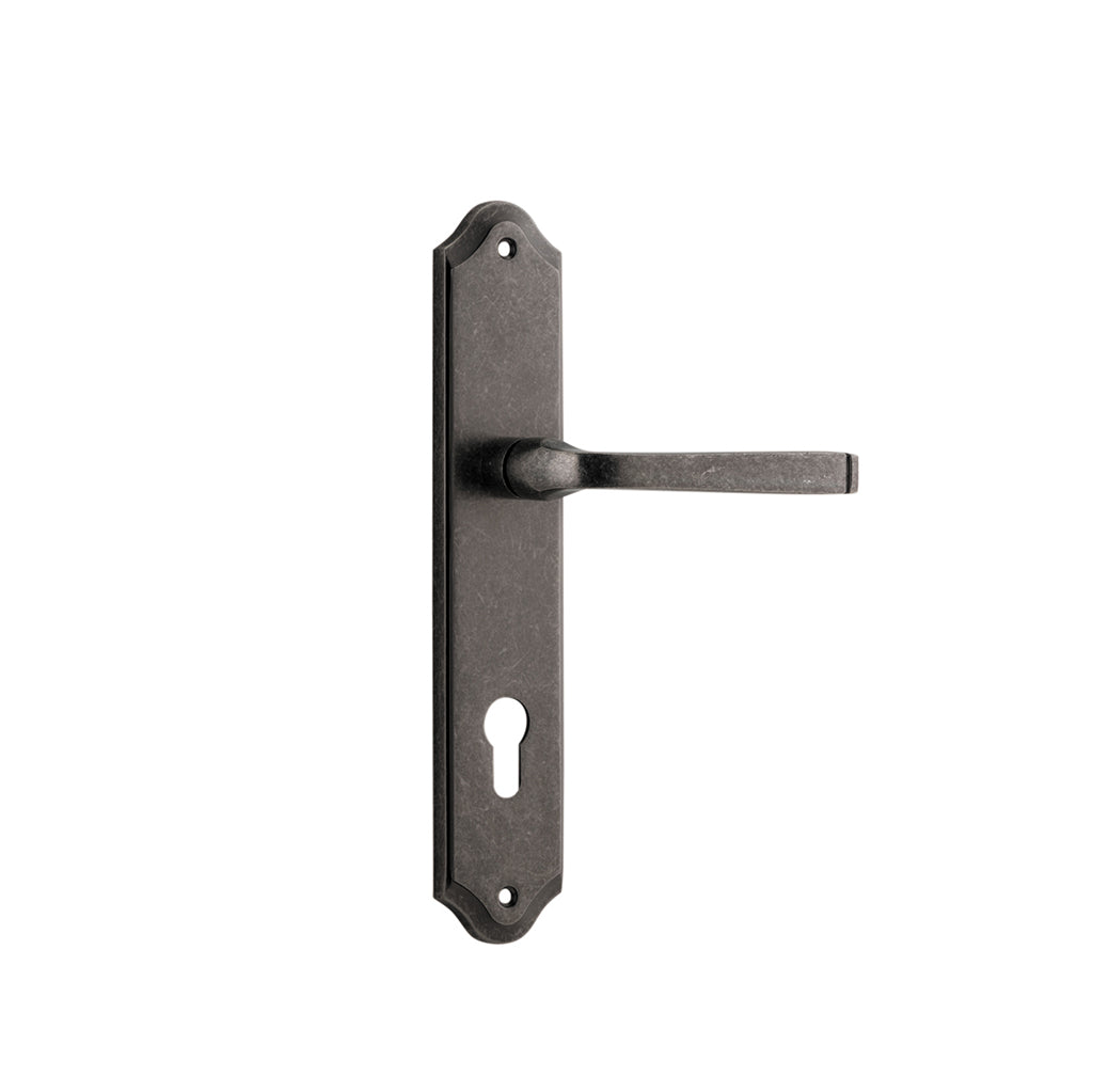 Annecy Lever - Shouldered Backplate Distressed Nickel / Entrance / Lever Set Only