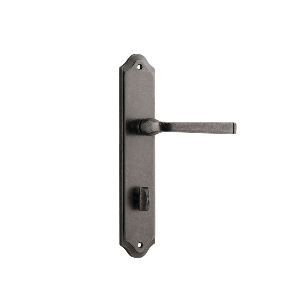 Annecy Lever - Shouldered Backplate Distressed Nickel / Privacy / Lever Set Only