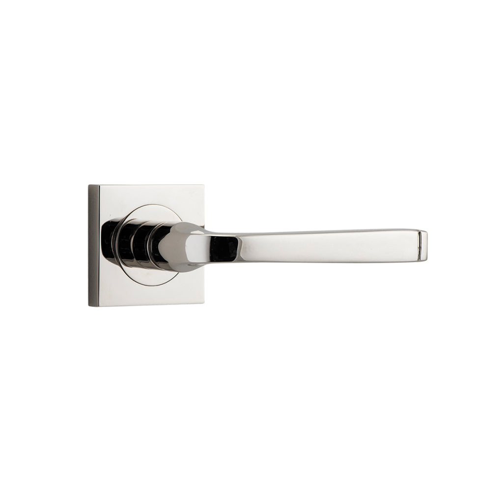 Annecy Lever - Square Rose Polished Nickel / Passage / Lever Set Only