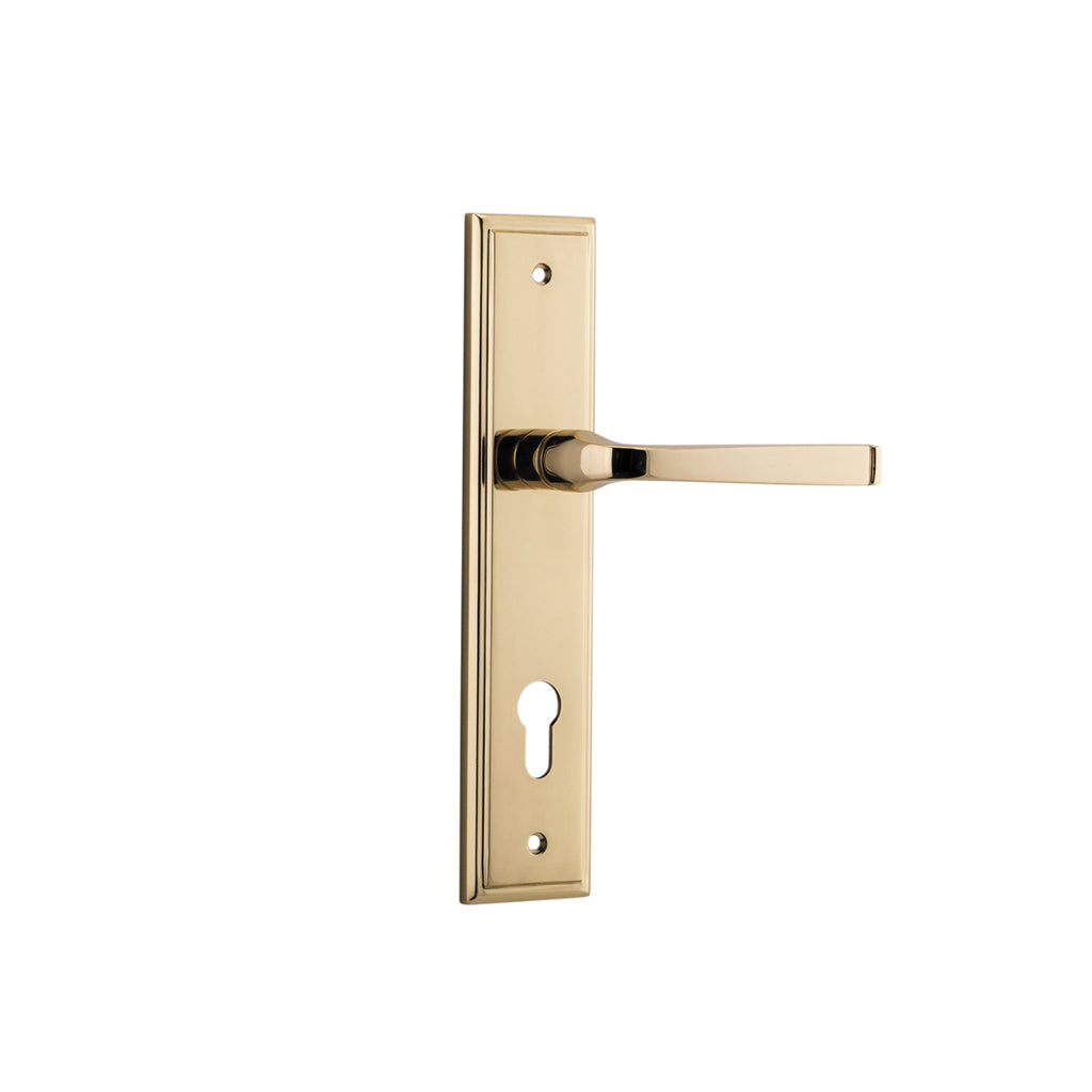 Annecy Lever - Stepped Backplate Polished Brass / Entrance / Lever Set Only