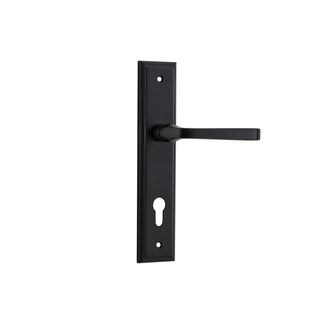 Annecy Lever - Stepped Backplate Matt Black / Entrance / Lever Set Only
