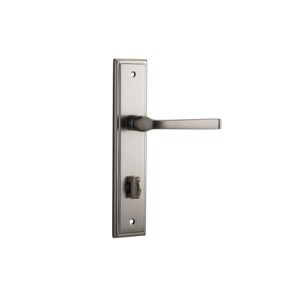 Annecy Lever - Stepped Backplate Satin Nickel / Privacy / Lever Set Only