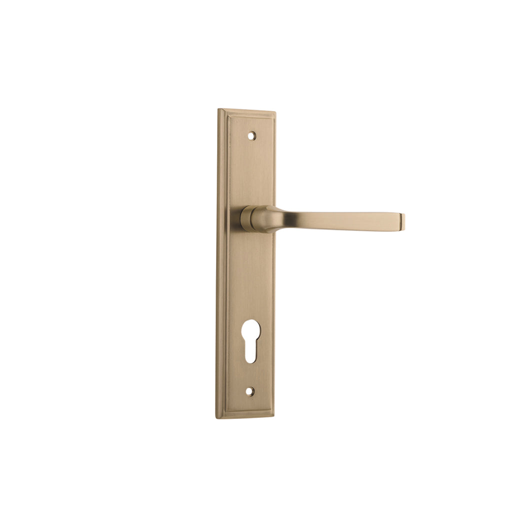 Annecy Lever - Stepped Backplate Brushed Brass / Entrance / Lever Set Only