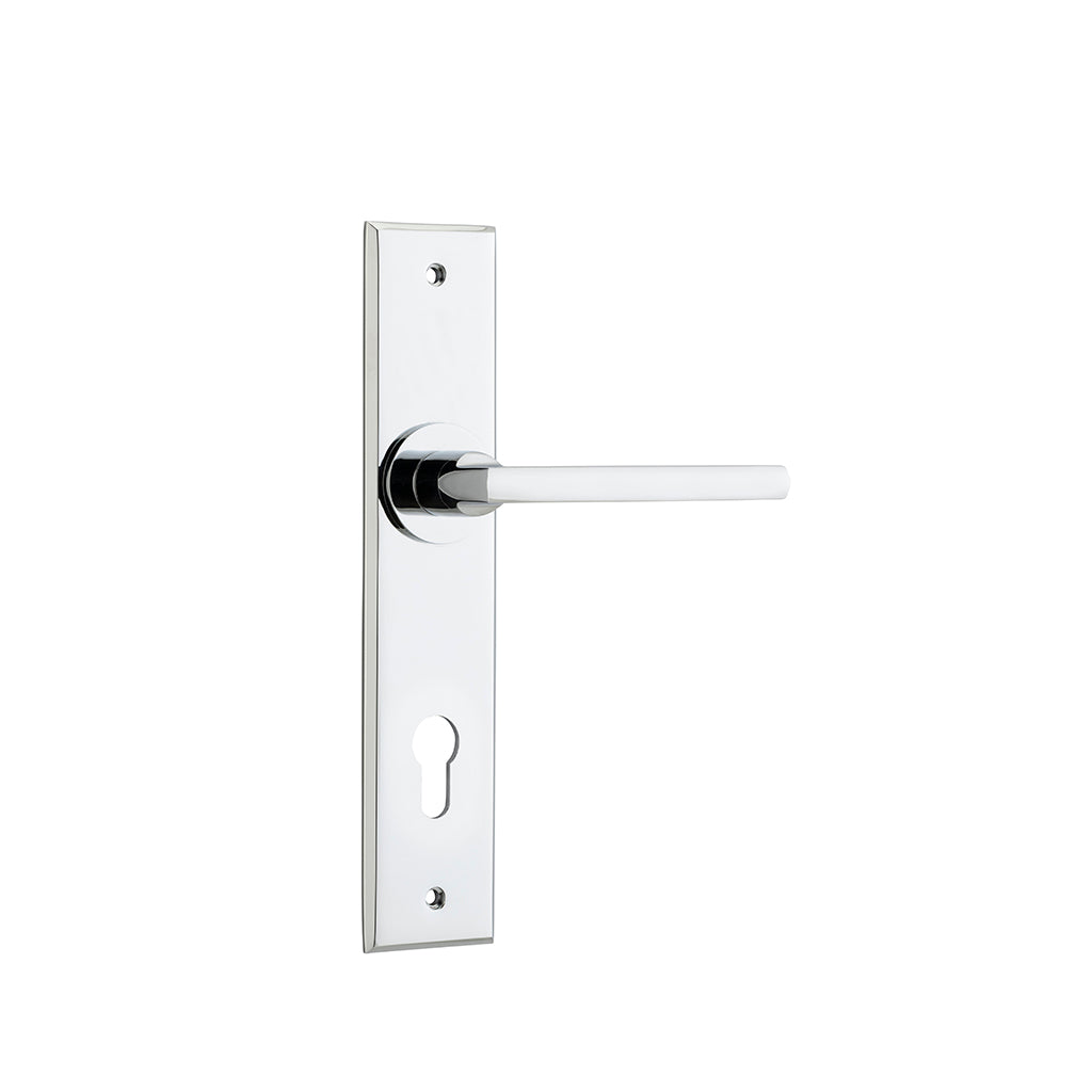 Baltimore Lever - Chamfered Backplate Polished Chrome / Entrance / Lever Set Only