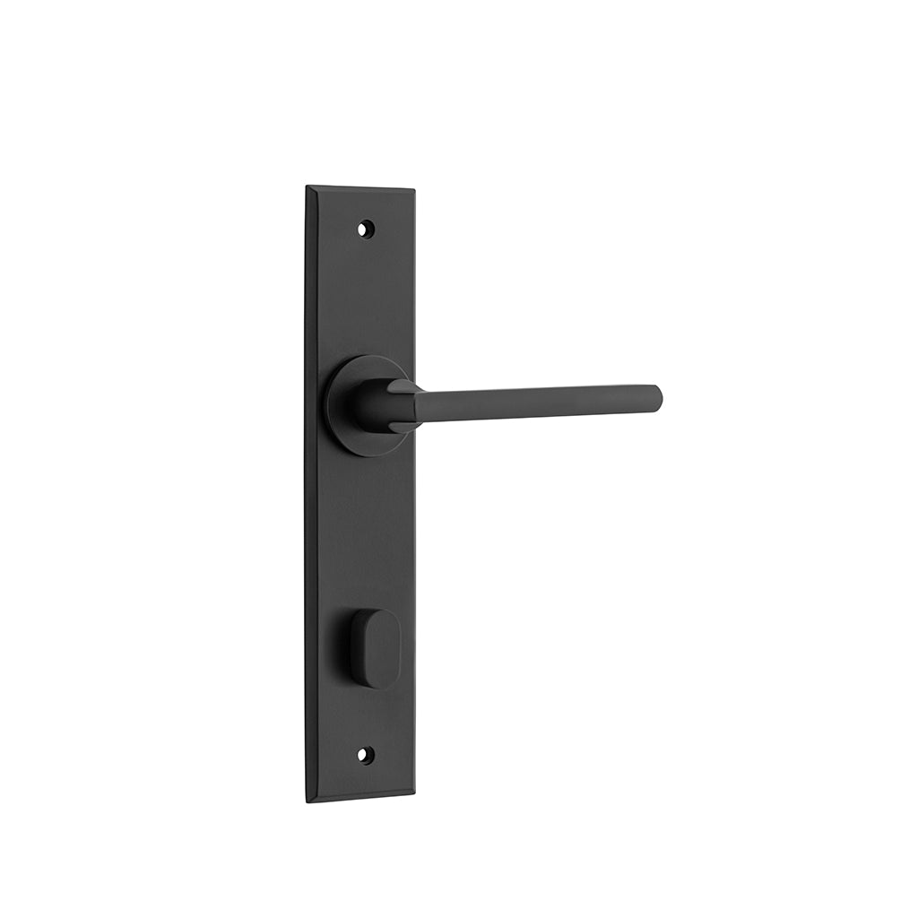 Baltimore Lever - Chamfered Backplate Matt Black / Privacy / Lever Set Only