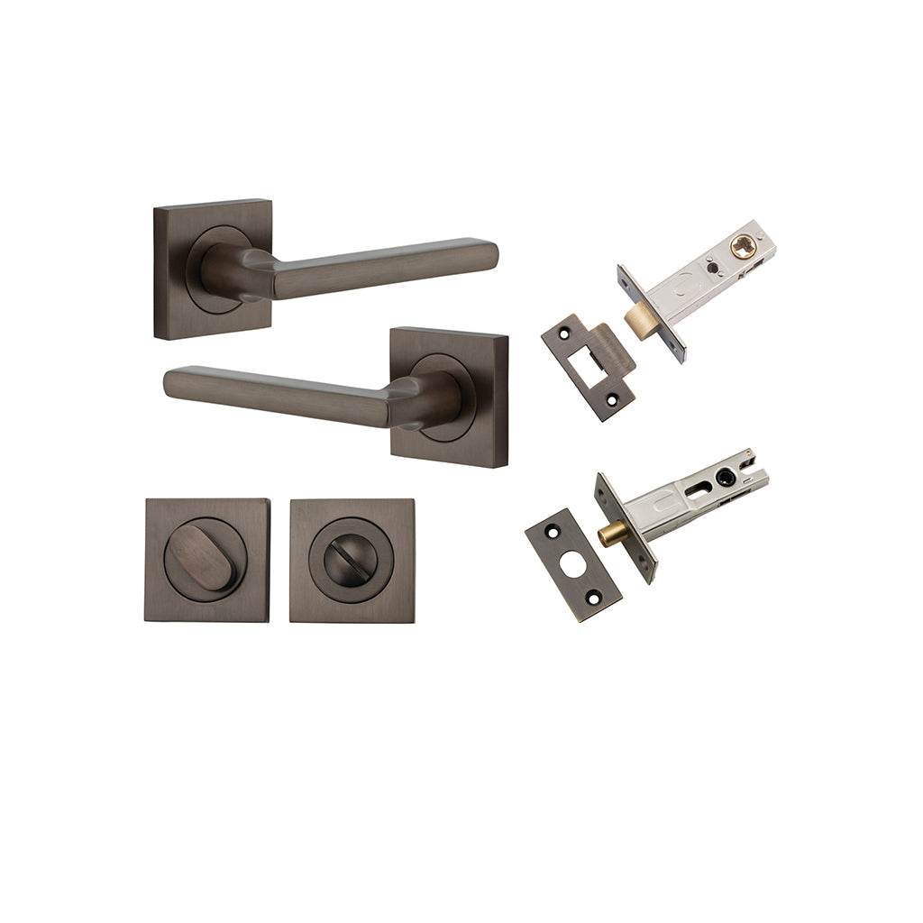 Baltimore Lever - Square Rose Signature Brass / Privacy / Separate Privacy Kit