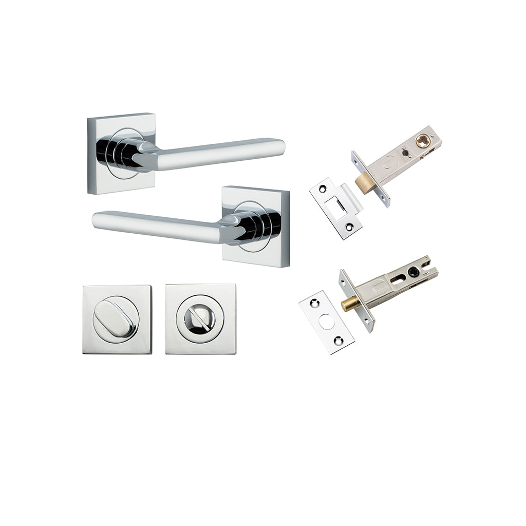 Baltimore Lever - Square Rose Polished Chrome / Privacy / Separate Privacy Kit
