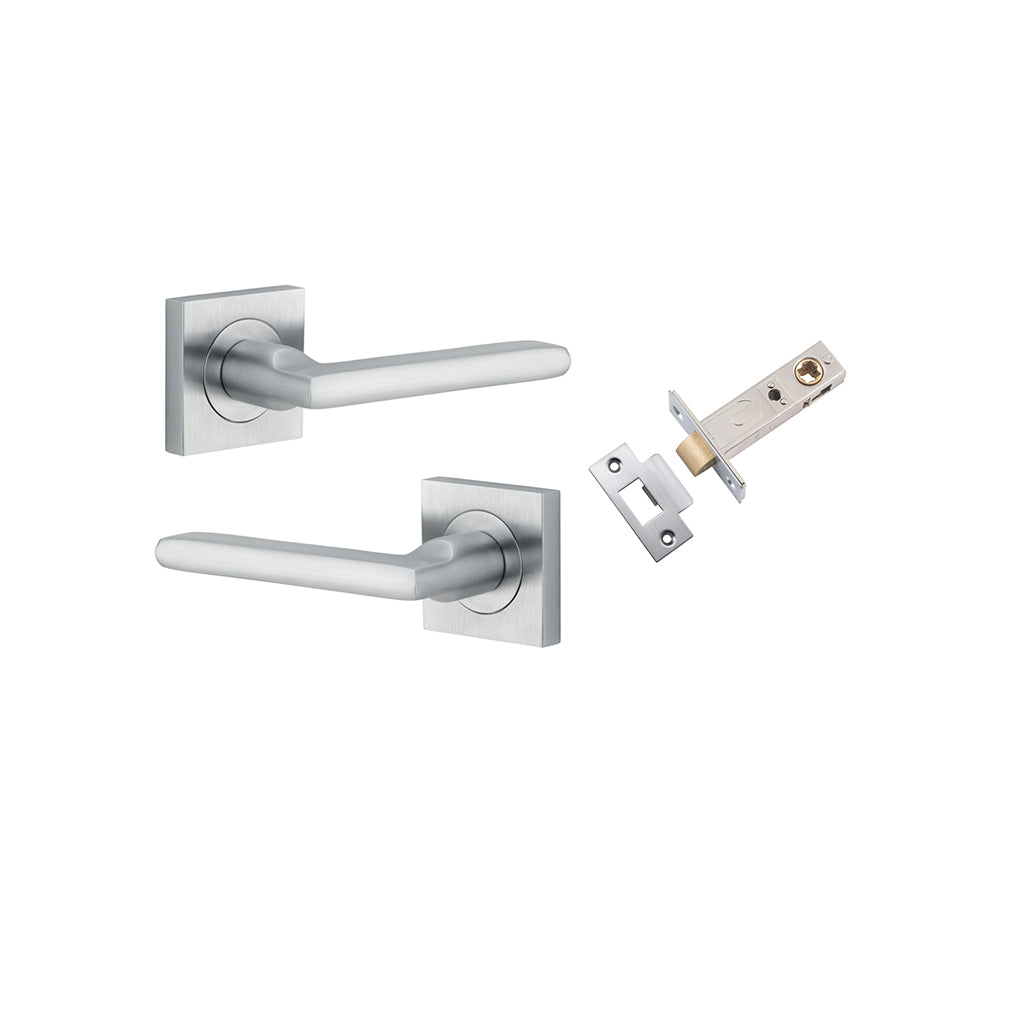 Baltimore Lever - Square Rose Brushed Chrome / Passage / Passage Kit