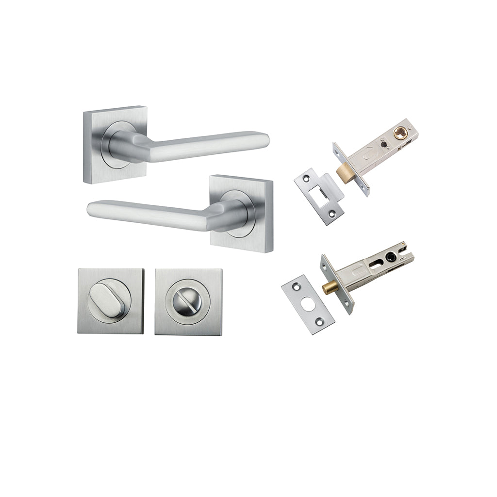 Baltimore Lever - Square Rose Brushed Chrome / Privacy / Separate Privacy Kit