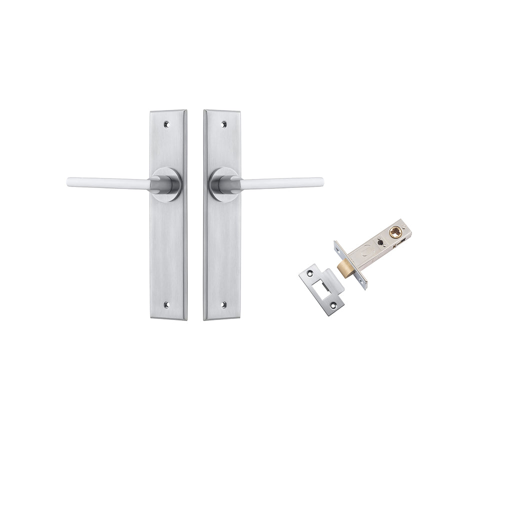 Baltimore Lever - Chamfered Backplate Brushed Chrome / Passage / Passage Kit