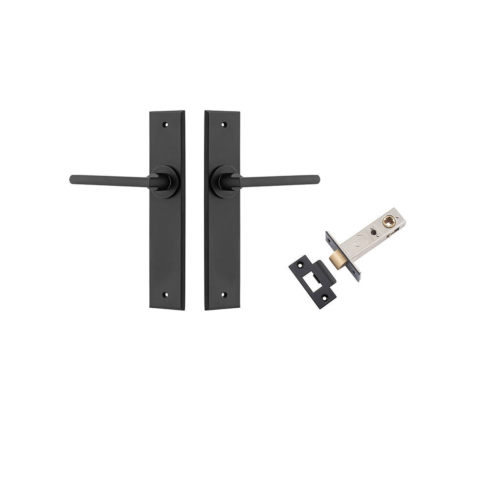 Baltimore Lever - Chamfered Backplate Matt Black / Passage / Passage Kit