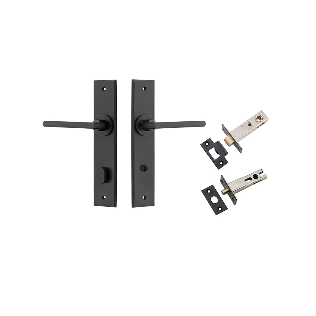 Baltimore Lever - Chamfered Backplate Matt Black / Privacy / Separate Privacy Kit