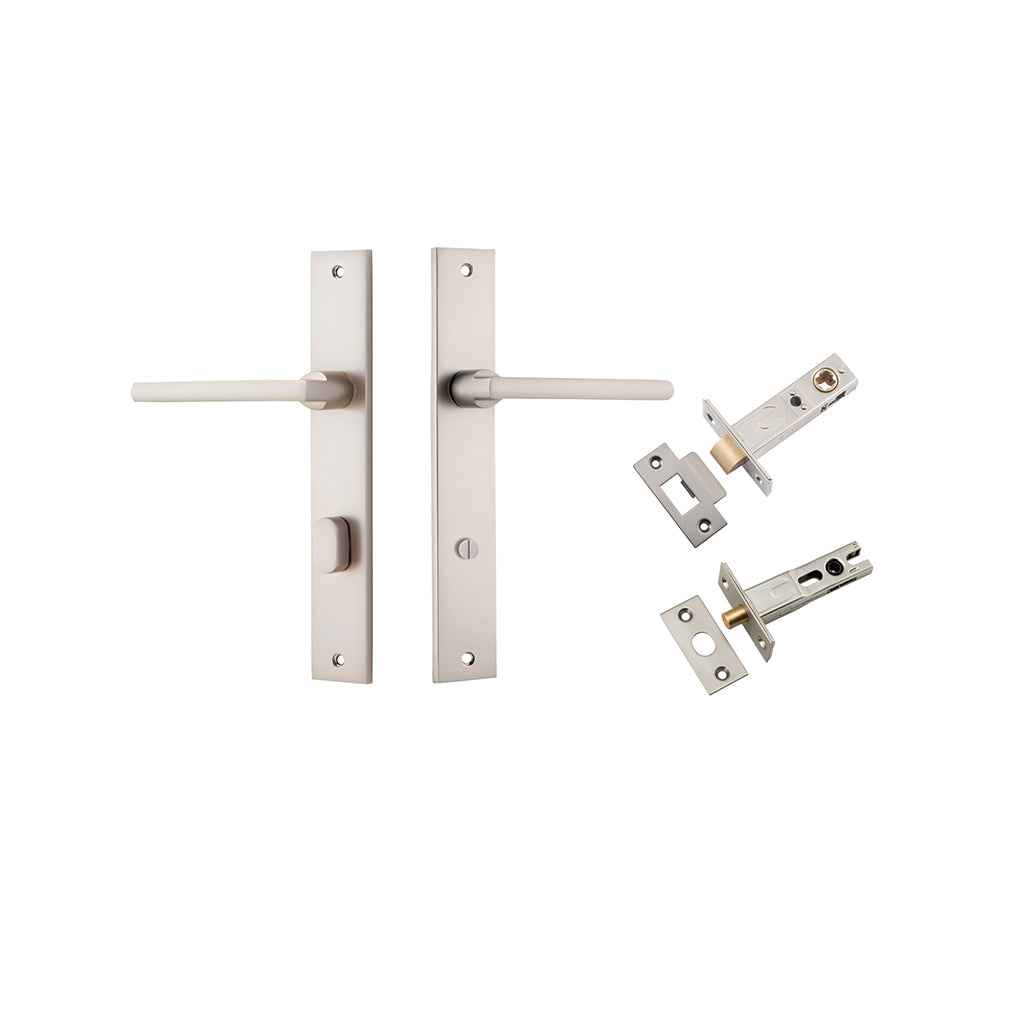 Baltimore Lever - Rectangular Backplate Satin Nickel / Privacy / Separate Privacy Kit
