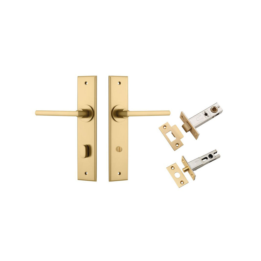 Baltimore Lever - Chamfered Backplate Brushed Brass / Privacy / Separate Privacy Kit