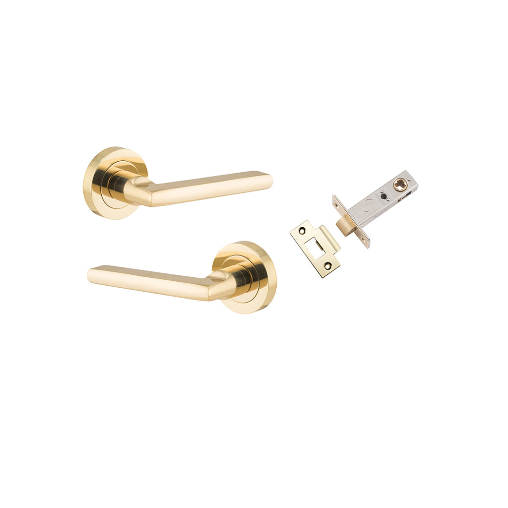 Baltimore Lever - Round Rose Polished Brass / Passage / Passage Kit
