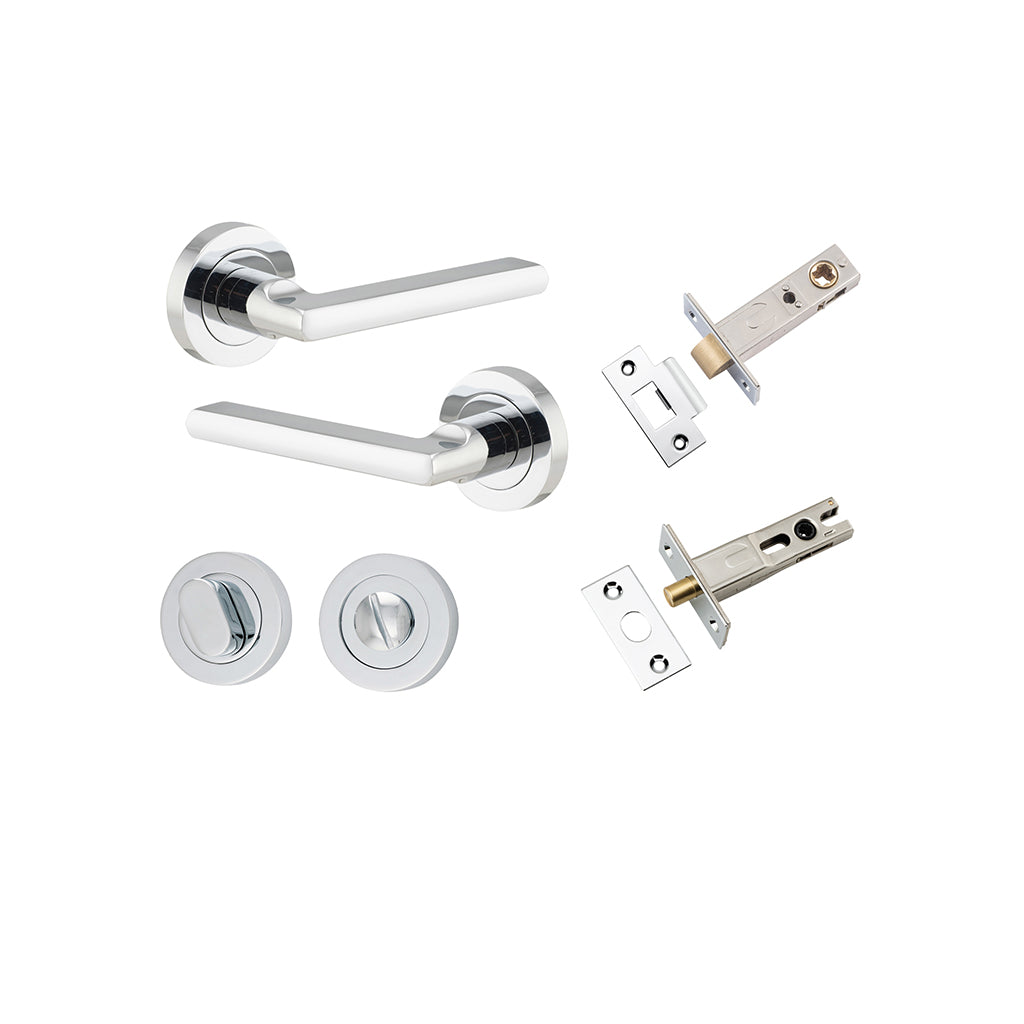Baltimore Lever - Round Rose Polished Chrome / Privacy / Separate Privacy Kit