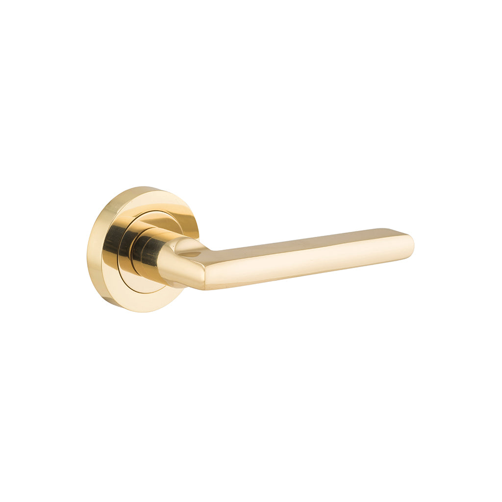 Baltimore Lever - Round Rose Polished Brass / Passage / Lever Set Only