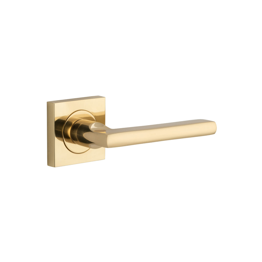 Baltimore Lever - Square Rose Polished Brass / Passage / Lever Set Only