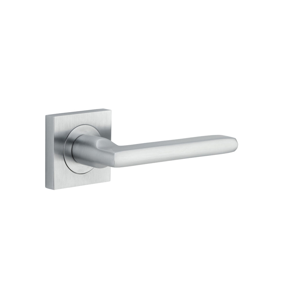 Baltimore Lever - Square Rose Brushed Chrome / Passage / Lever Set Only