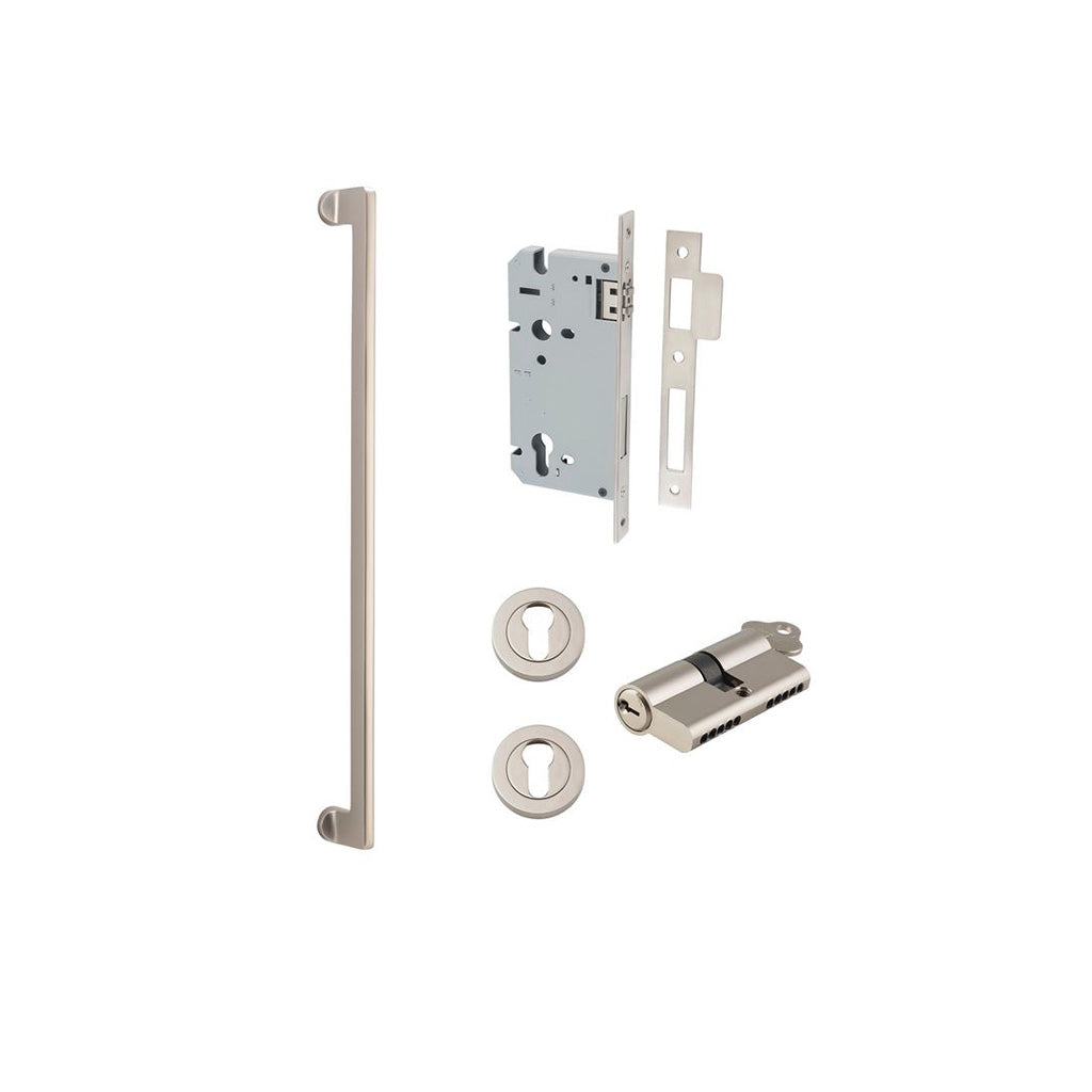 Baltimore Pull Handle Satin Nickel / 600mm / Entrance Kit Dual Function (Key-Key)