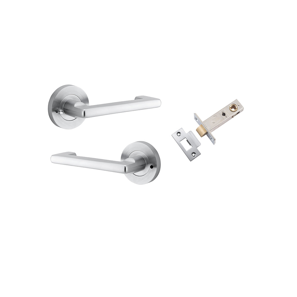 Baltimore Return Lever - Round Rose Brushed Chrome / Privacy / Inbuilt Privacy Kit