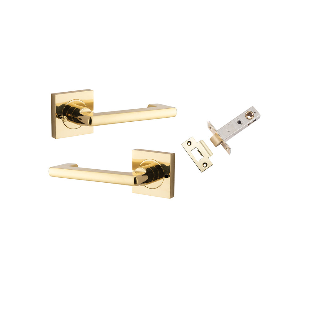 Baltimore Return Lever - Square Rose Polished Brass / Privacy / Separate Privacy Kit