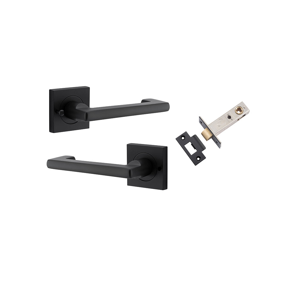 Baltimore Return Lever - Square Rose Matt Black / Privacy / Separate Privacy Kit
