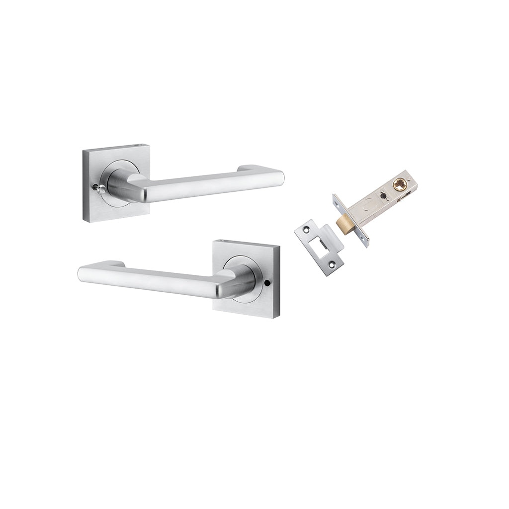 Baltimore Return Lever - Square Rose Brushed Chrome / Privacy / Separate Privacy Kit