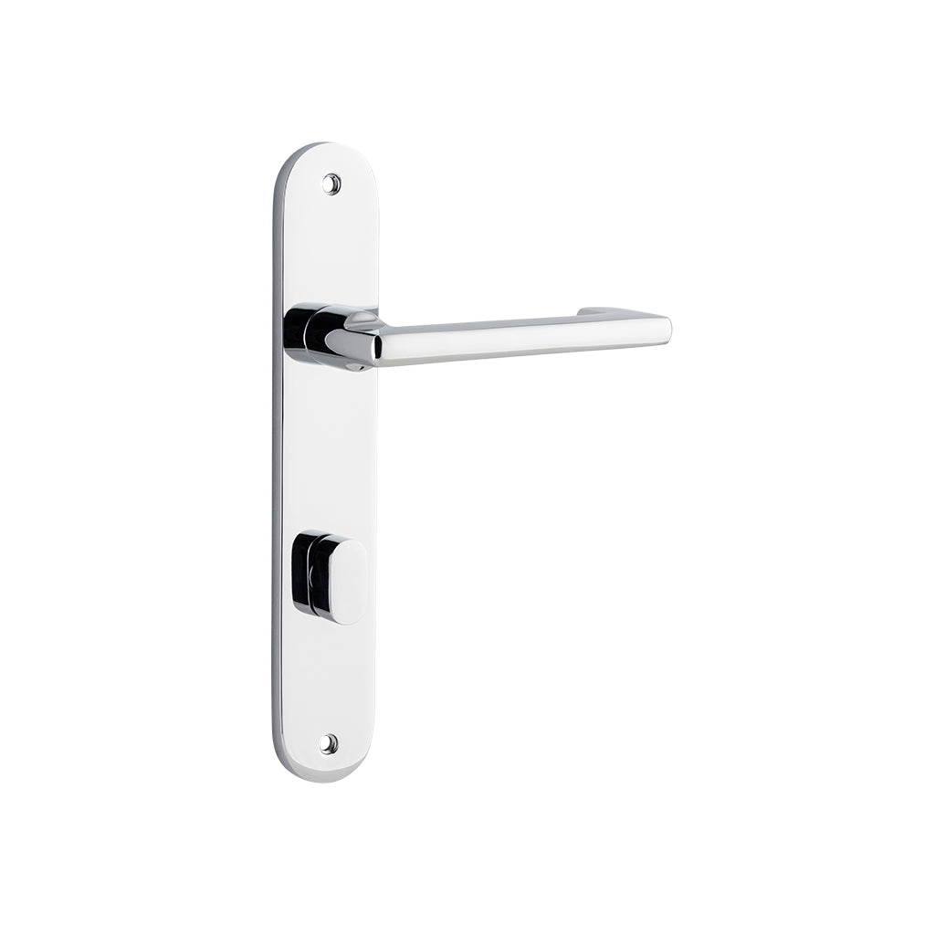 Baltimore Return Lever - Oval Backplate Polished Chrome / Privacy / Lever Set Only