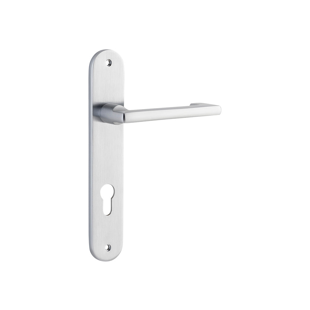 Baltimore Return Lever - Oval Backplate Brushed Chrome / Entrance / Lever Set Only
