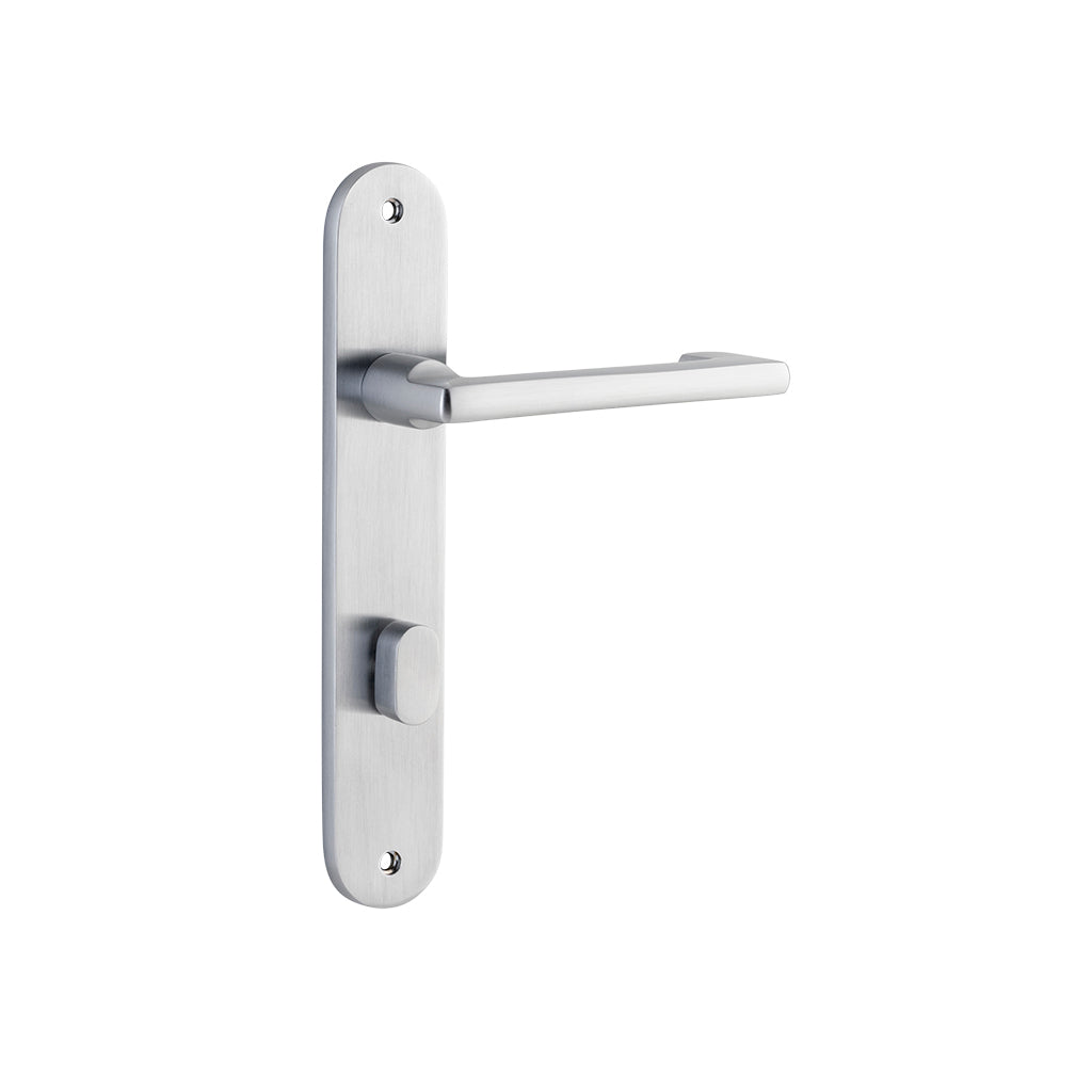 Baltimore Return Lever - Oval Backplate Brushed Chrome / Privacy / Lever Set Only