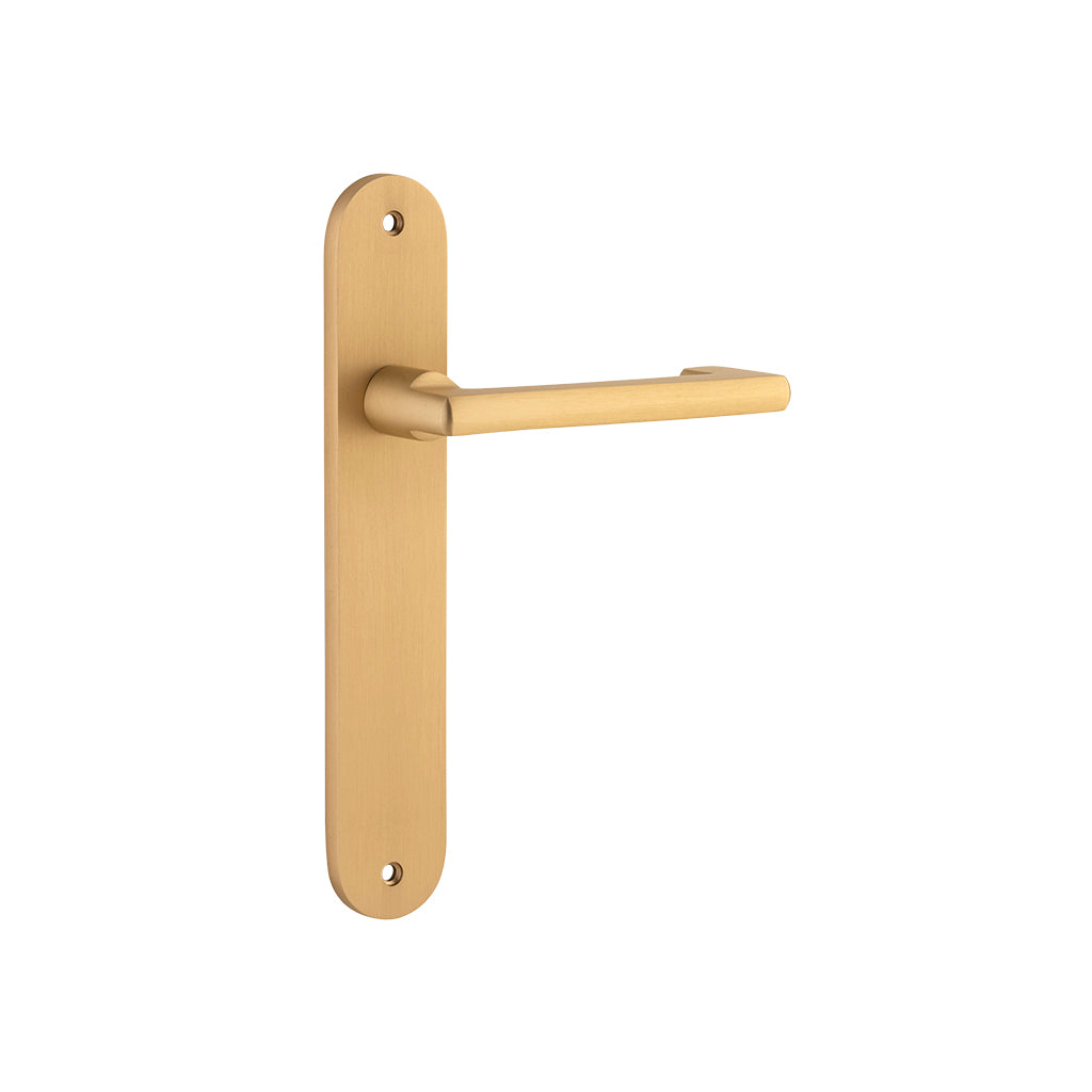 Baltimore Return Lever - Oval Backplate Brushed Brass / Passage / Lever Set Only