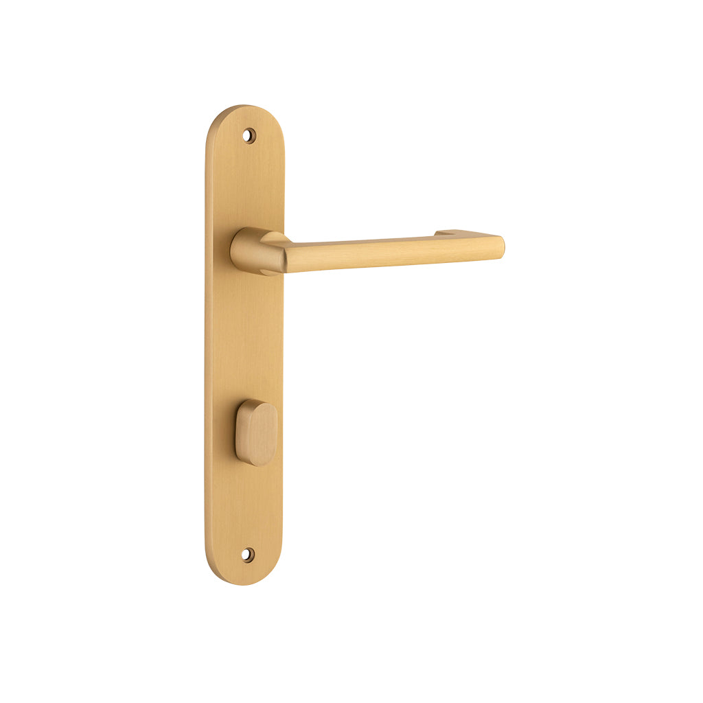 Baltimore Return Lever - Oval Backplate Brushed Brass / Privacy / Lever Set Only