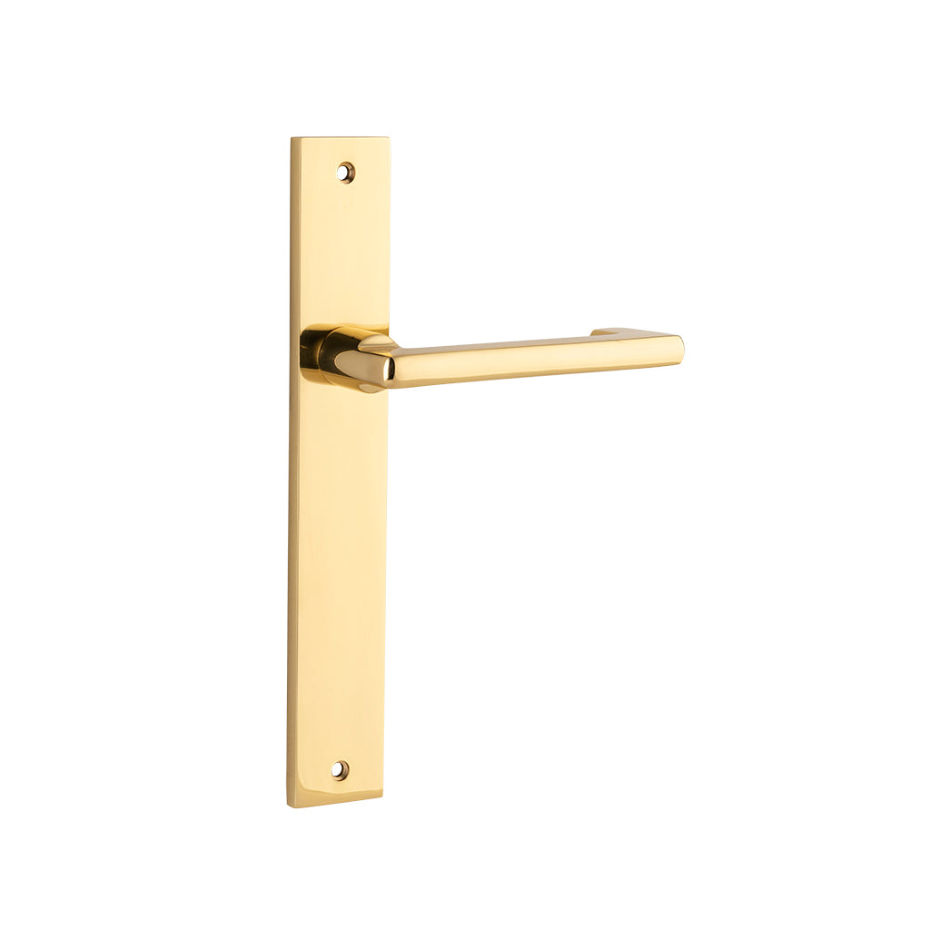 Baltimore Return Lever - Rectangular Backplate Polished Brass / Passage / Lever Set Only