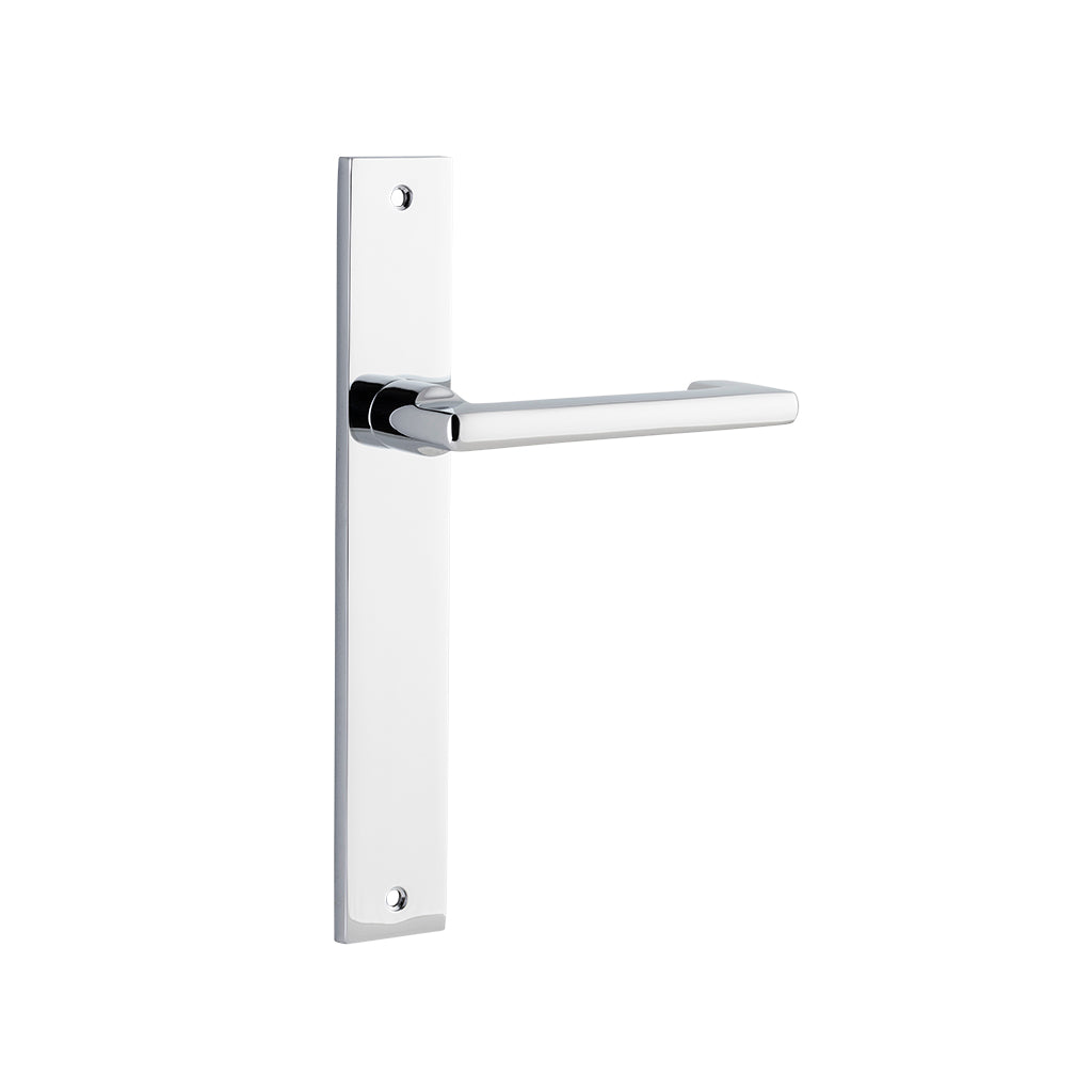Baltimore Return Lever - Rectangular Backplate Polished Chrome / Passage / Lever Set Only