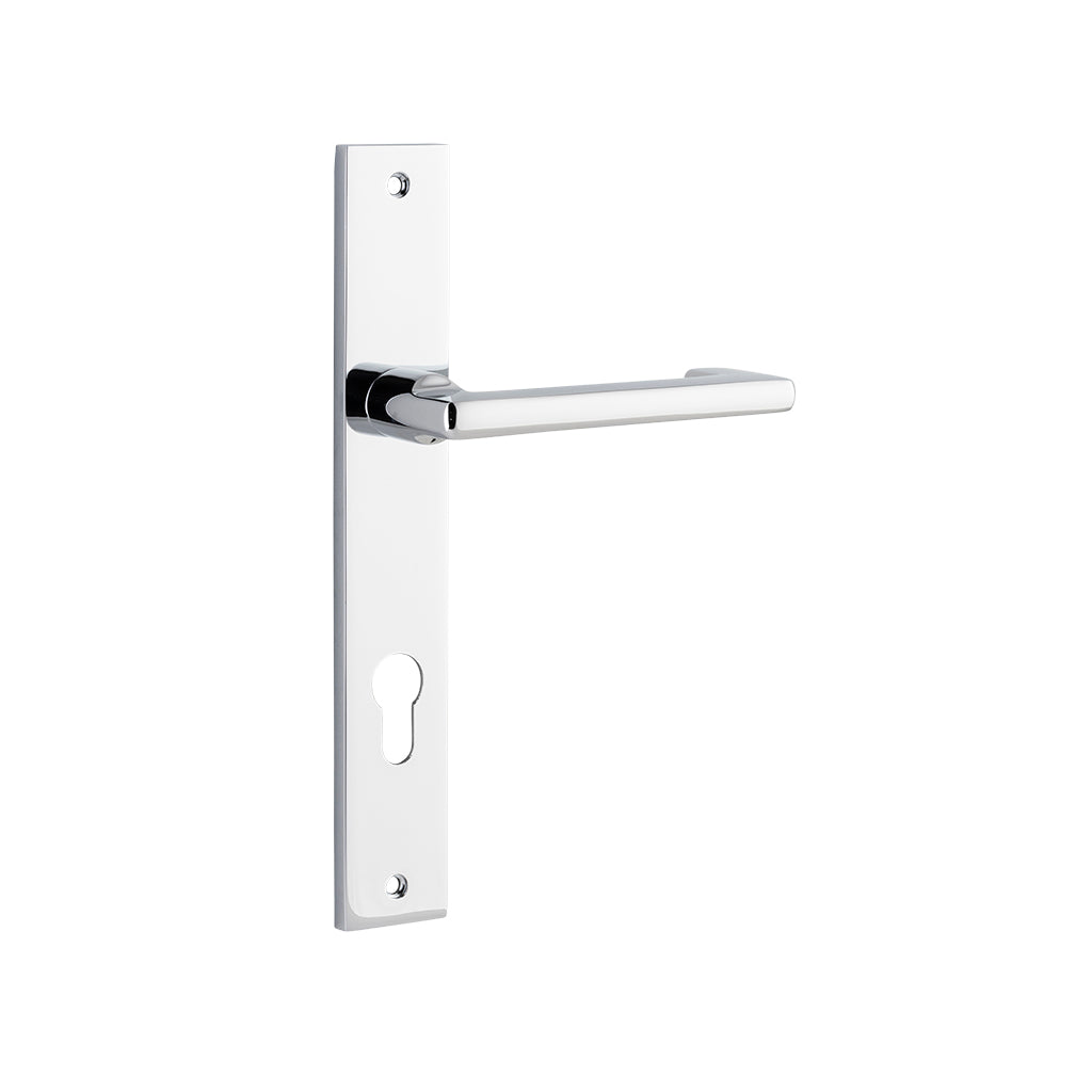 Baltimore Return Lever - Rectangular Backplate Polished Chrome / Entrance / Lever Set Only