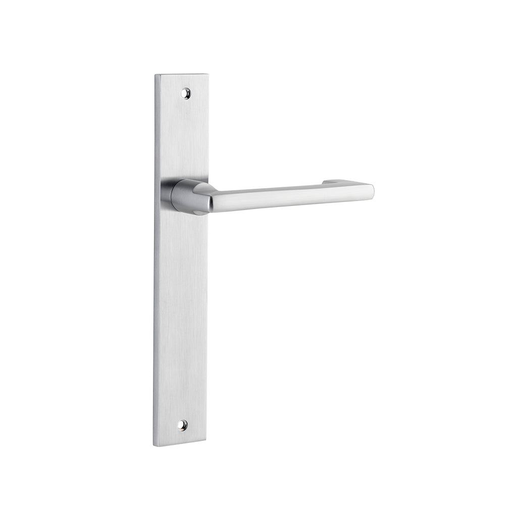 Baltimore Return Lever - Rectangular Backplate Brushed Chrome / Passage / Lever Set Only