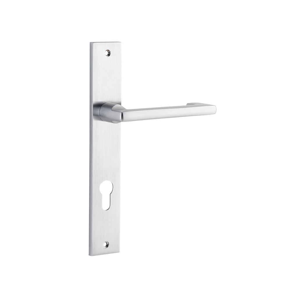 Baltimore Return Lever - Rectangular Backplate Brushed Chrome / Entrance / Lever Set Only