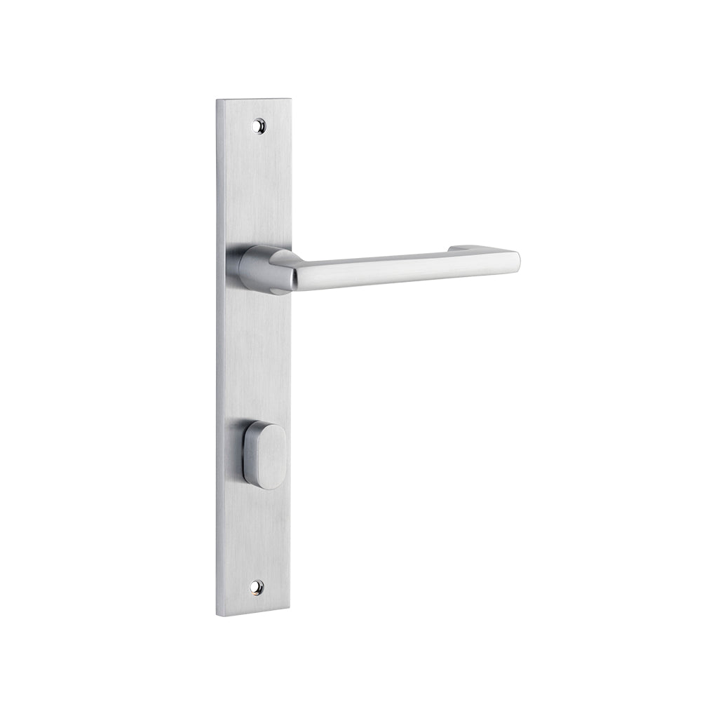 Baltimore Return Lever - Rectangular Backplate Brushed Chrome / Privacy / Lever Set Only