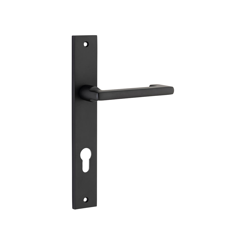 Baltimore Return Lever - Rectangular Backplate Matt Black / Entrance / Lever Set Only