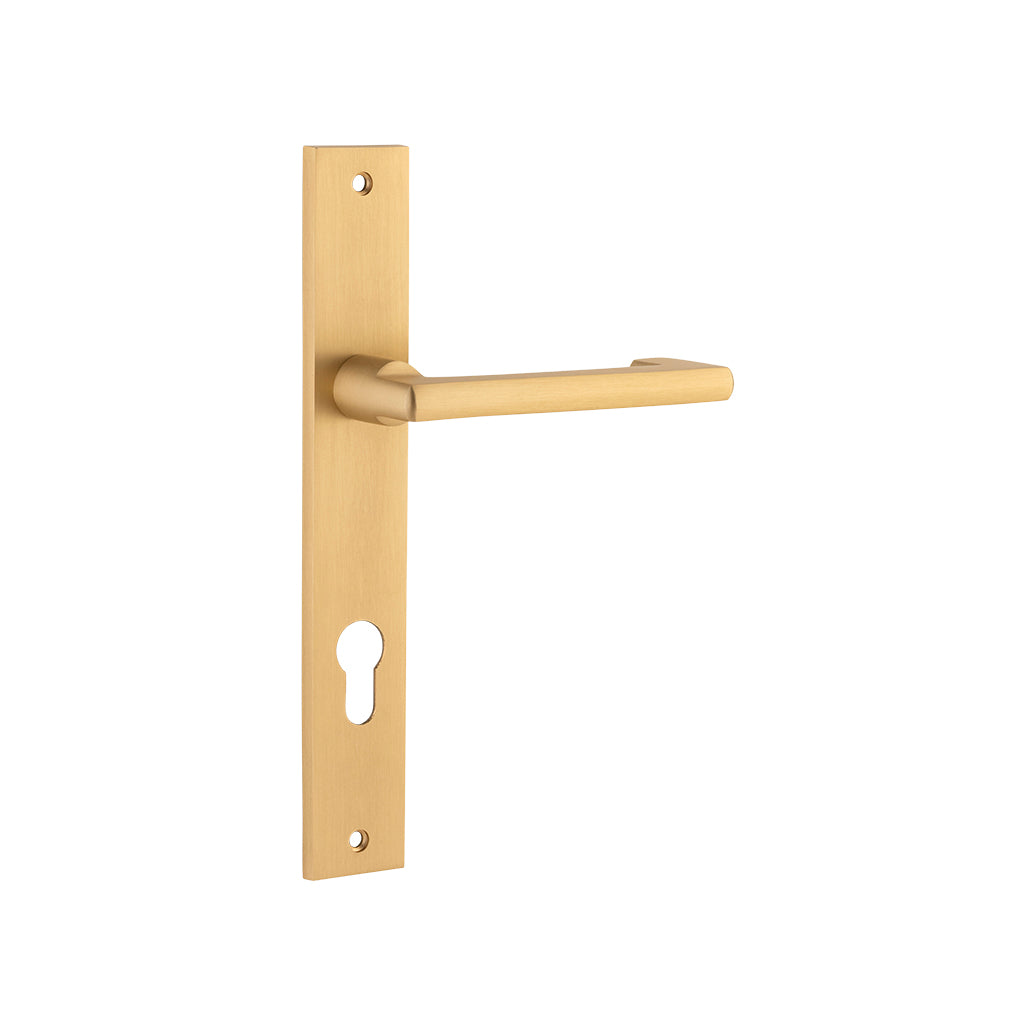Baltimore Return Lever - Rectangular Backplate Brushed Brass / Entrance / Lever Set Only