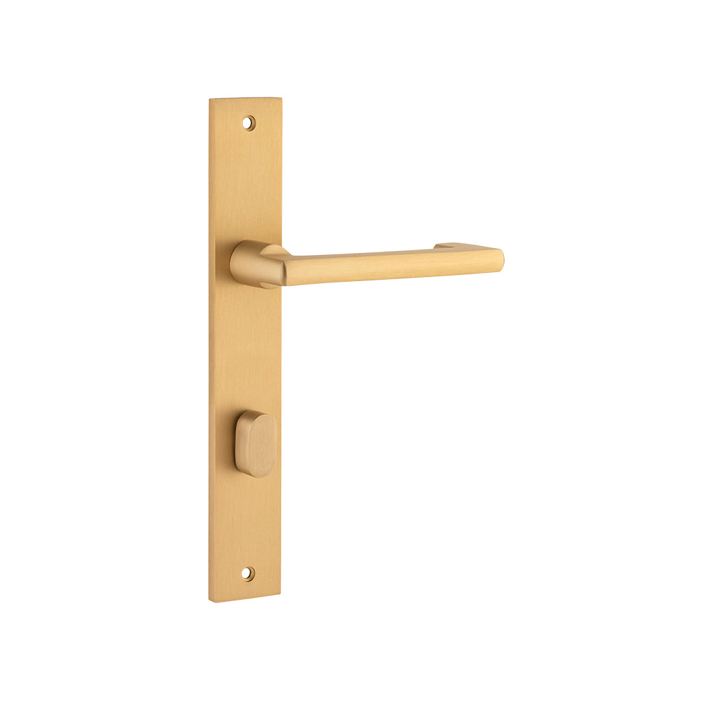 Baltimore Return Lever - Rectangular Backplate Brushed Brass / Privacy / Lever Set Only