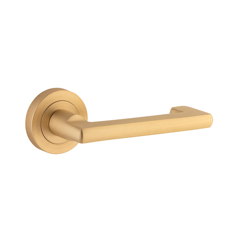 Baltimore Return Lever - Round Rose Brushed Brass / Passage / Lever Set Only