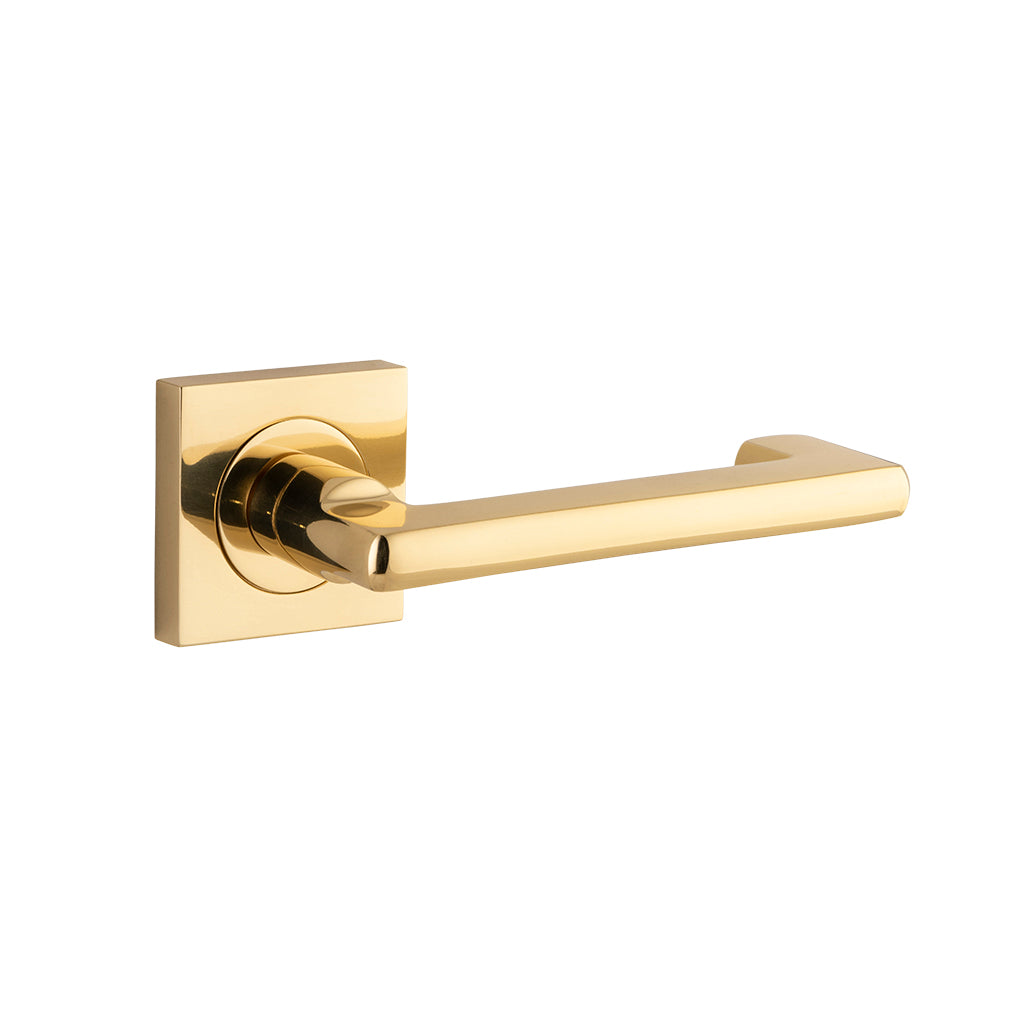 Baltimore Return Lever - Square Rose Polished Brass / Passage / Lever Set Only