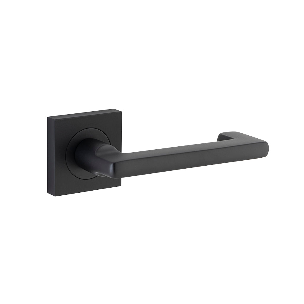 Baltimore Return Lever - Square Rose Matt Black / Passage / Lever Set Only