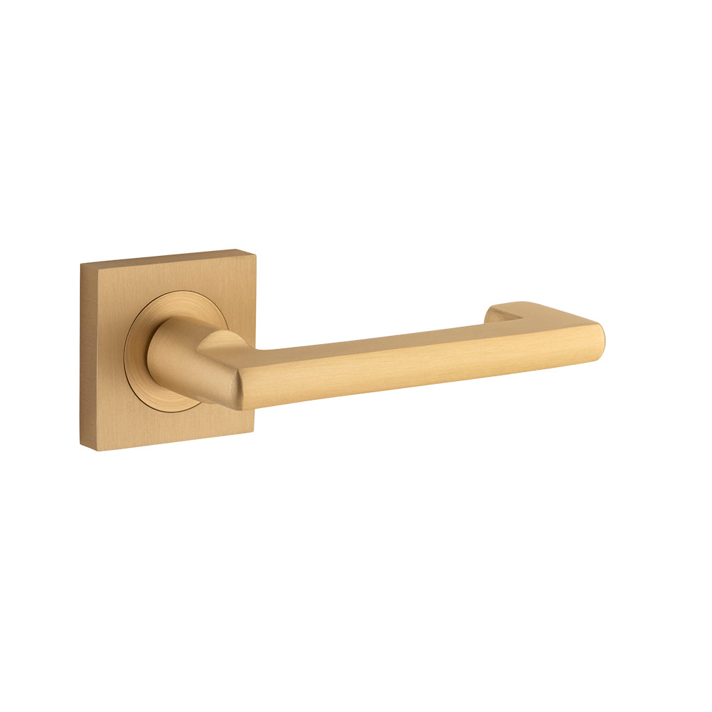 Baltimore Return Lever - Square Rose Brushed Brass / Passage / Lever Set Only