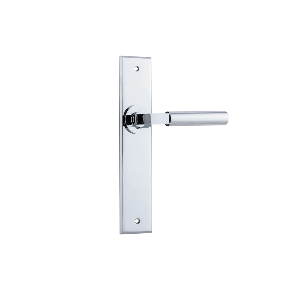 Berlin Lever - Chamfered Backplate Polished Chrome / Passage / Lever Set Only